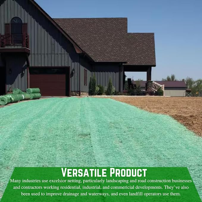 Farm Plastic Supply - American Excelsior QuickGrass Pro - Green Erosion Control Blanket Landscape Roll, Erosion Control Blanket (4' x 50')