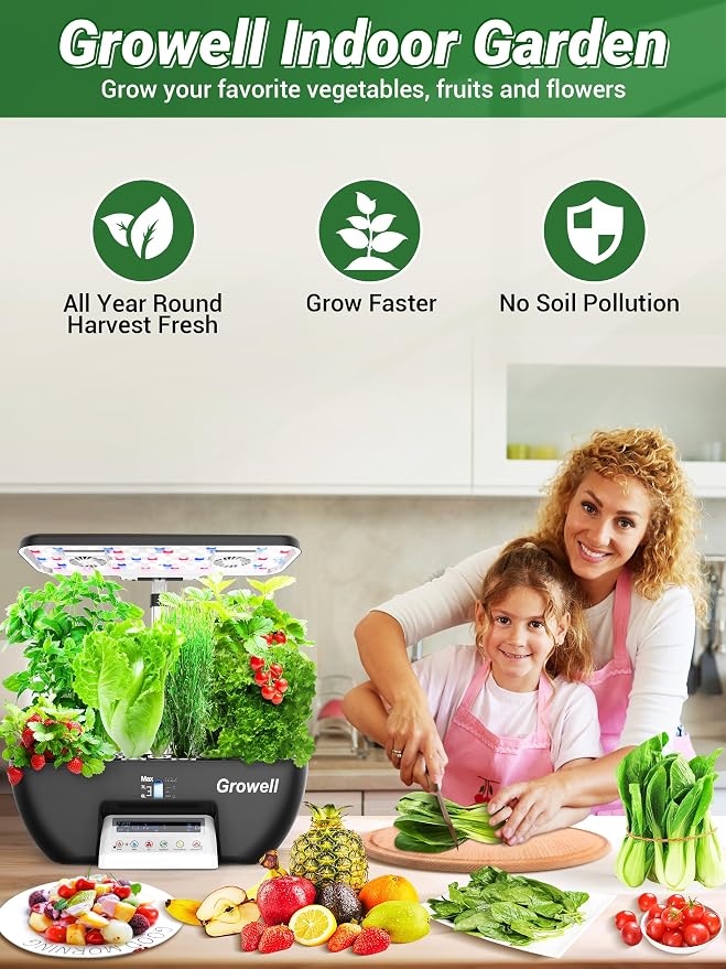 Hydroponics Growing System Kit, 17 Pods Herb Garden with 102 28W Full-Spectrum Grow Lights & 2 Fans, Indoor Garden with Water Pump, 10L Water Tank, Auto Timer, Height Adjustable (Black & White)