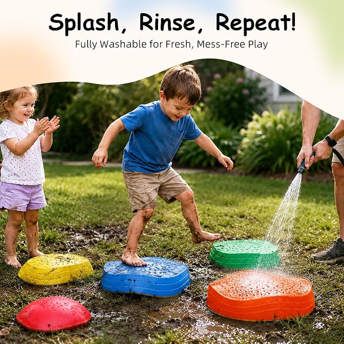 makarci Balance stepping stones for kids, non-slip toddlers sensory toys outdoor or indoor play, promoting motor skills and confidence, Obstacle Course Coordination Toys for children age 3 4 5 6 7+