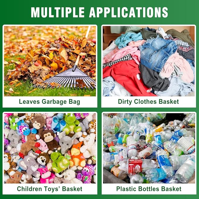 CAMPFIRE 2 Pack Dustpan Style Leaf Bags 53 Gallon Heavy Duty Yard Waste Bags Reusable Lawn & Garden Bags with Flat Bottom Scoop Design for Debris Hedging Cleanup