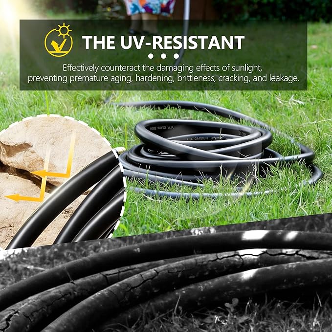 5/8" x 75ft Garden Hose, -40℉ To 190℉ Hot/Cold, Heavy Duty,Flexible, 300psi Working, 1000psi Burst, 3/4" Brass Fittings with Hose Protector Coil Spring for Outdoor,Yard, Farm
