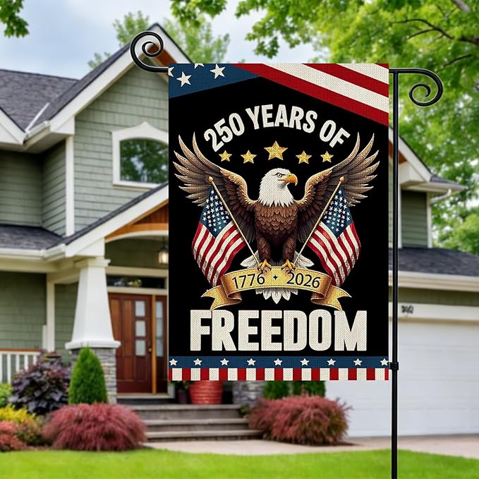 250 Anniversary Usa Garden Flags for Outside, 250 Anniversary USA Flag with Eagle Design, 1776-2026 Patriotic 4th of July Decorations Yard Sign Double-Sided Waterproof Flag 12x18 Inch 250 Year American Flag