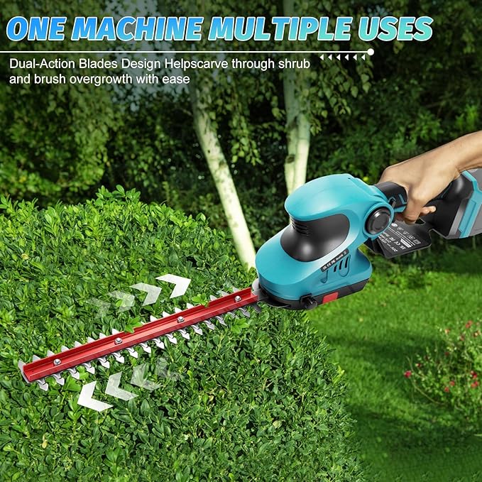 2-in-1 Cordless Hedge Trimmer & Grass Shear for Makita 18V Battery(No Battery), Brushless 12" Hedge Trimmer and 3.9" Grass Shear, for Garden, Yard Lawn Care