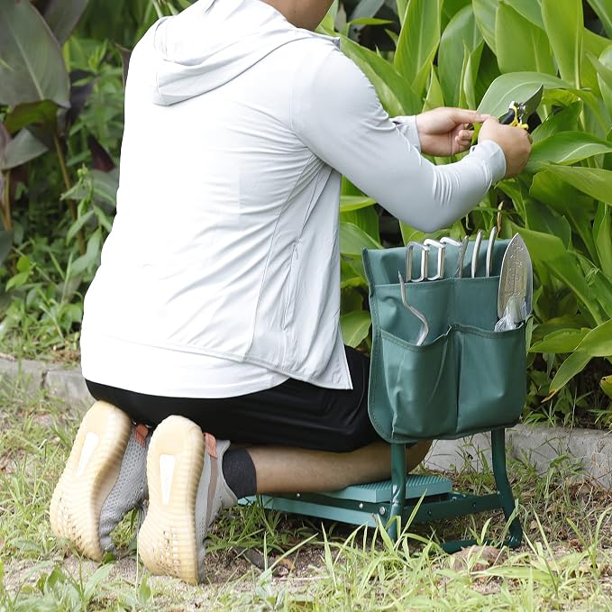 ZenStyle Foldable Garden Kneeler Seat with Tool Pouch Portable Garden Bench with EVA Foam Padded Kneeling Pad Gardening Stool