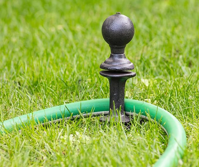 Abbott Collection Hose Guide Stake with Ball - Cast Iron, Black (11.5" H)