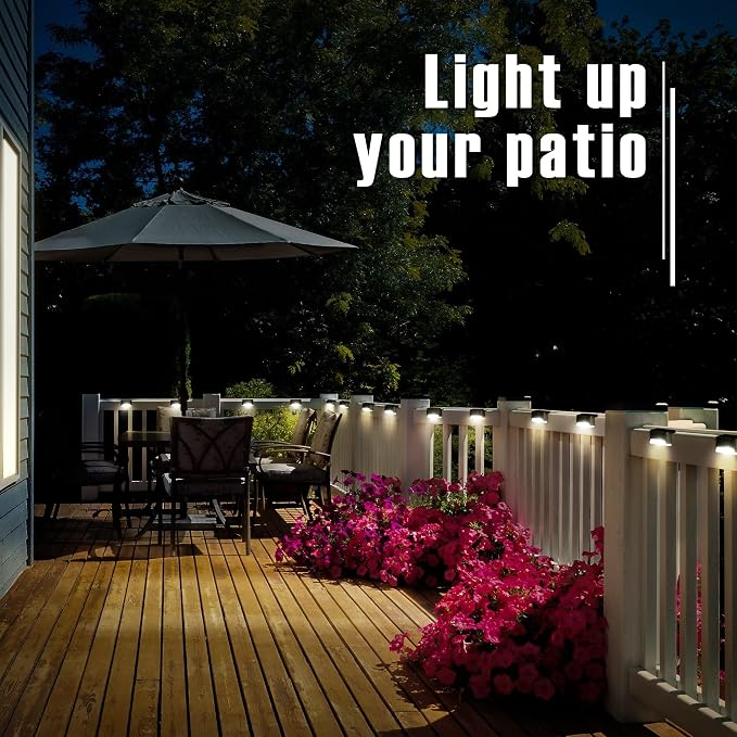 PATIOWIN Solar Deck Lights Outdoor, Solar Step Lights Waterproof Led Lights for Outdoor Stairs, Step, Fence, Patio,Yard,Porch and Balcony(12 Pack,Warm White)