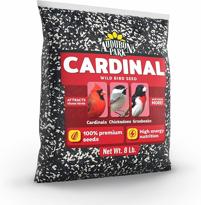 Audubon Park Cardinal Wild Bird Seed - 8 lb. No Corn, Milo, or Millet – Sunflower & Safflower Mix – Bird Food for Outside Feeders
