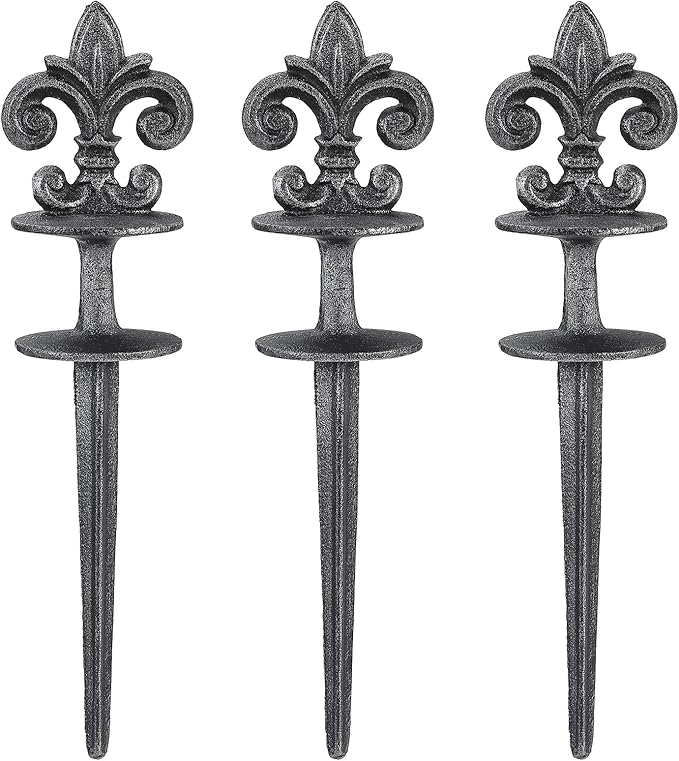 3 Pcs Decorative Hose Guide Stakes, Vintage Sliver Cast Iron Hose Guides for Lawn Garden Decor & Plant Protection