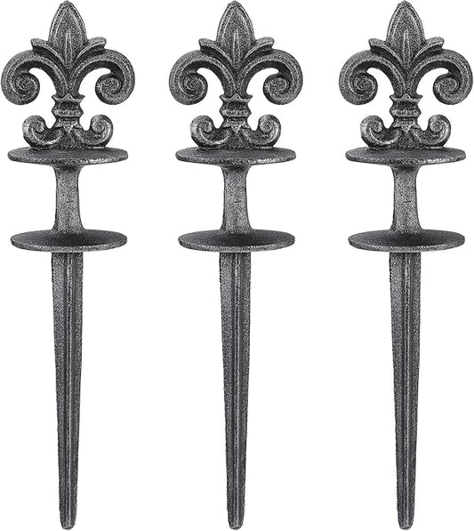 3 Pcs Decorative Hose Guide Stakes, Vintage Sliver Cast Iron Hose Guides for Lawn Garden Decor & Plant Protection