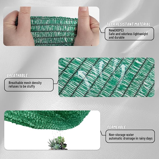 Cool Area 70% Sun Shade Cloth Mesh Tarp with Grommets for Plant Cover 6.5x20ft Patio Canopy Garden Pergola Greenhouse Car Barn Kennel Dark Green