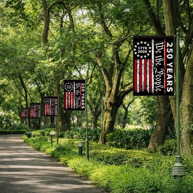 250th Anniversary Garden Flag, 250 Anniversary USA Flag American We the People 250 Years Patriotic Banner 1776-2026 Commemorative 4th of July Yard Sign Double-Sided Waterproof Garden Flag 12x18 Inch