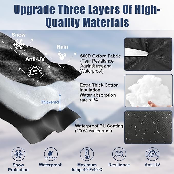 2Pack Outdoor Faucet Covers for Winter Freeze Protection, 8.5″x5.9″x1.9″ Thicker Hose Bib Insulation Cover Waterproof & Frost Free Outside Spigot Cover Bags Insulated Covers with Reflective Strips