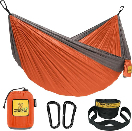 Wise Owl Outfitters Camping Hammock – up to 500lbs Portable Hammock with Tree Straps - Travel, Backpacking, Hiking, Outdoors Camping Gear - Single or Double