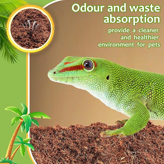 Riare 1 Pack Natural Coconut Fiber Substrate for Reptile- Premium Compressed Coconut Husk Terrarium Bedding for Reptile, Tortoise, Frogs, Snakes Hermit Crabs, Burrowing Animals