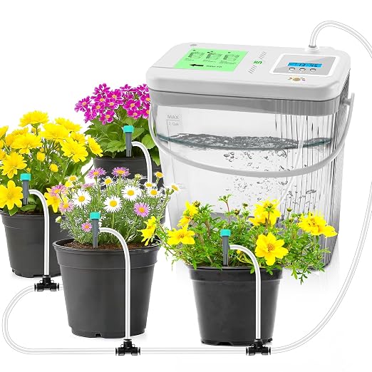Indoor Drip Irrigation System with 2-Gallon Water Tank, Touch Night Light & Programmable Timer-Self-Watering Kit for 10 Potted Plants
