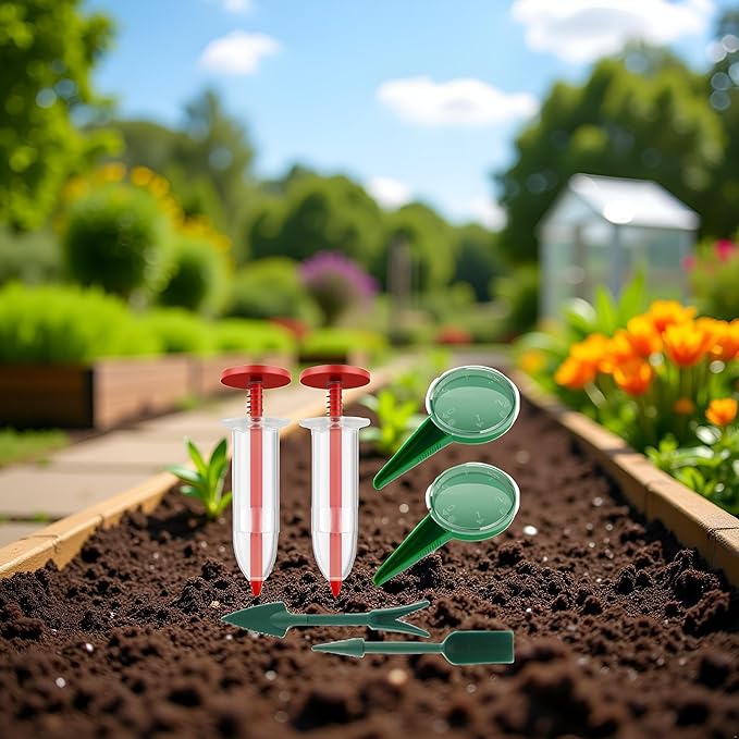6Pcs Mini Sowing Seed Dispenser, Seed Planter Tool, Handheld Seed Planter, Seed Sower Tool, Reusable Seedlings Dibber and Widger Set with Seedlings for Spreading Gardening and Lawn Care