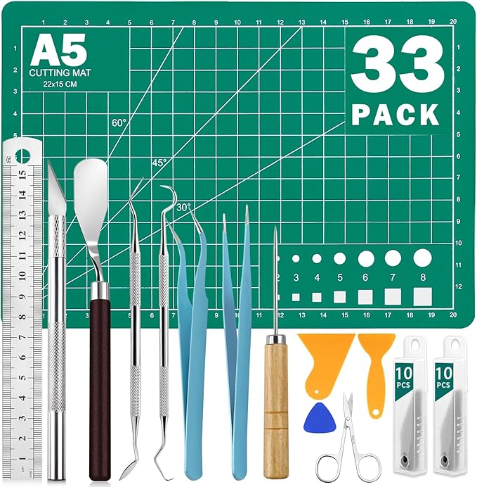 CLOYAN 33pcs Weeding Tools for Vinyl Set, Precision Craft Vinyl Weeding Tools Kit for Scrapbooking, Weeding Vinyl, DIY Art Work Cutting, Lettering, Splicing.