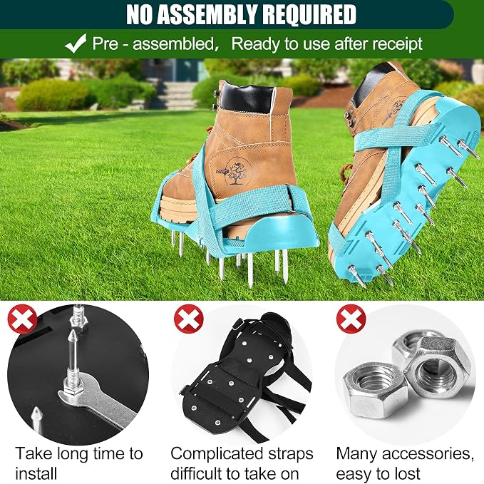 Miuwauer Lawn Aerator Shoes (Classic Version (Durable PP Sole), Blue-Blue)