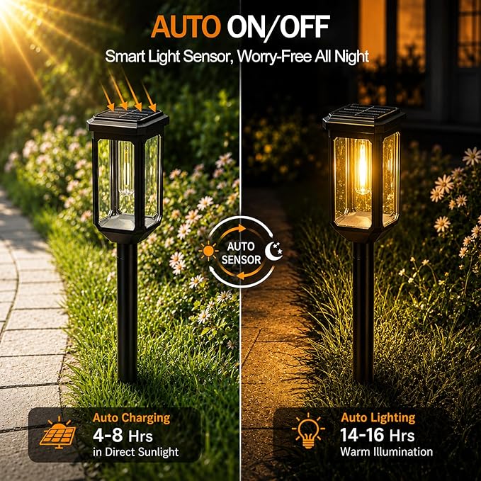 Tenmiro-Solar-Pathway-Lights-Outdoor-4 Pack-LED-Solar-Powered-Garden-Lights-Waterproof-IP65-Outdoor-Light-for-Yard-Lawn-Patio-Path-Walkway-Driveway-Decor-3000K