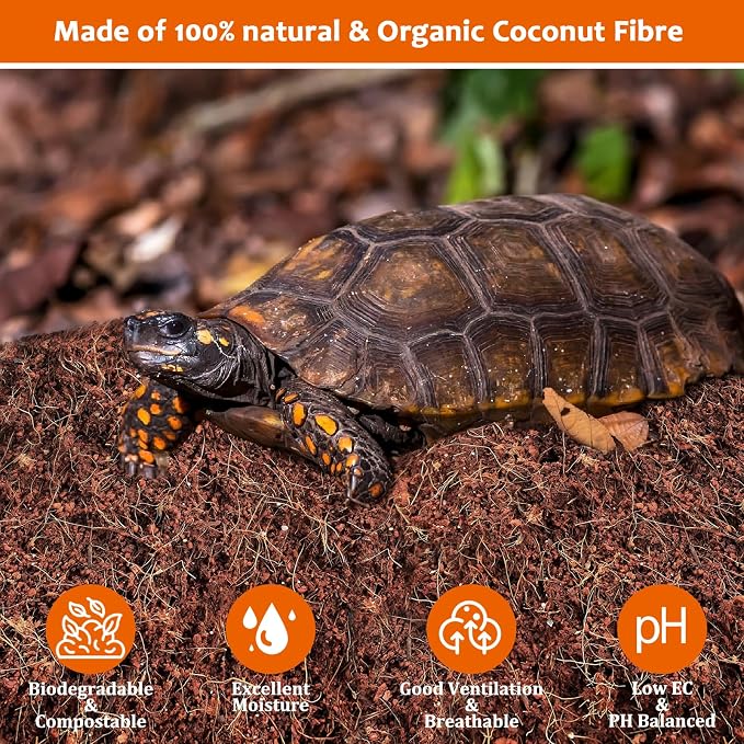 Riare 2 Pack Natural Coconut Fiber Substrate for Reptile- Premium Compressed Coconut Husk Terrarium Bedding for Reptile, Tortoise, Frogs, Snakes Hermit Crabs, Burrowing Animals