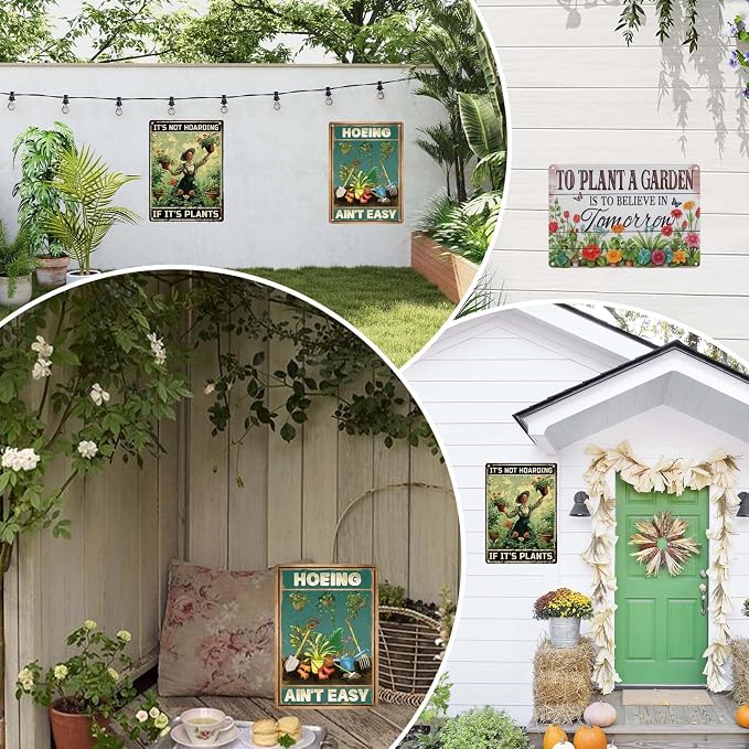3PCS Funny Metal Garden Signs Decor for Outside,Patio,Yard,Backyard,Gardening Gifts for Women,Gardeners,and Plant Lovers,Garden Decorative Outdoor Accessories Essentials Supplies