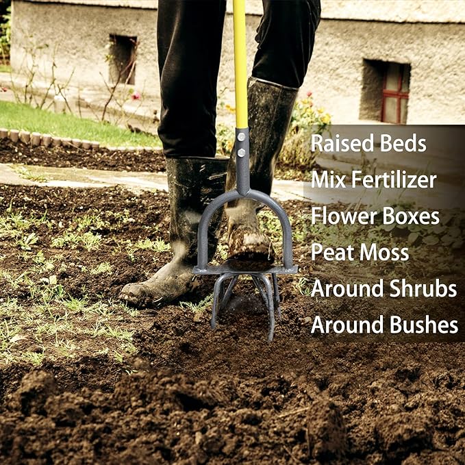 Jardineer Hand Tiller for Gardening, Manual Twist Tiller Cultivator, Heavy Duty Garden Claw, Soil Loosener & Lawn Aerator for Soil Mixing, Garden, Flower Box and Raised Bed