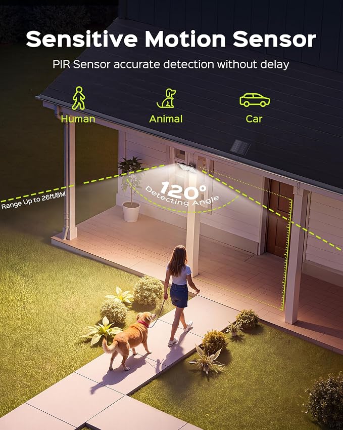 JACKYLED Motion Sensor Flood Lights, 113 LED Cool White Solar Lights for Outside, Dusk to Dawn IP65 Waterproof LED Outdoor Solar Powered Security Spot Lights for Porch Patio Garage (4 Pack)