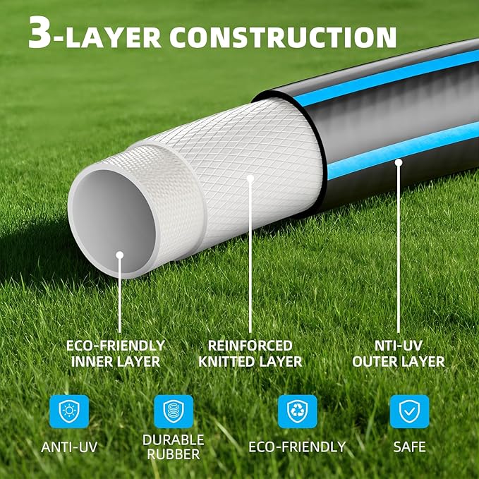 Besiter Short Garden Hose 10FT: Water Hose Flexible Leakproof Male to Female Fittings - Lightweight Durable All-Weather Hose 5/8" - High Pressure Hose for Yard, Lawn, Car Wash, Outdoor, Watering