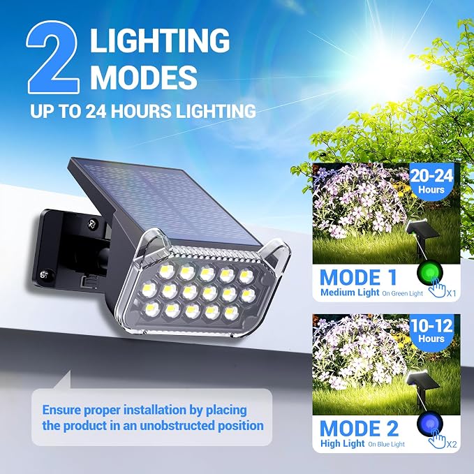 Solar Spot Lights Outdoor Waterproof IP65, Super Bright LEDs with Lens, 6500K 2 Lighting Modes, 2 in 1 Auto On/Off Solar Powered Spotlights for Outside Landscape Holiday Decor, 6 Pack