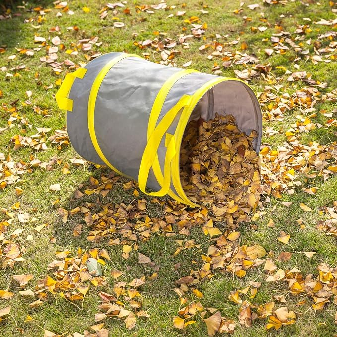 3 Pack 30 Gallon Collapsible Trash Can, Reusable Garden Leaf Bag, Pop-Up Portable Yard Waste Bags for Lawn Debris, Camping, Autumn Cleanup - Easy Storage & Carry