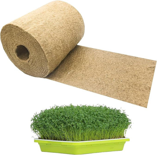 10" x 197" Microgreen Grow Mat, Hydroponic Grow Pads Natural Fiber Grow Mats, Microgreens Growing Kit, Indoor Organic Production for Wheatgrass Sprouts Starter Tray
