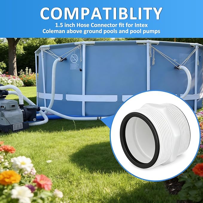 1.5" Pool Pump Hose for Intex Sand Filter Pumps & Saltwater Systems 29060E Pool Filter Hose for Intex & Coleman Above Ground Pools Parts 59" Long replacement hoses with 4 Washers, 2 Pack (4)
