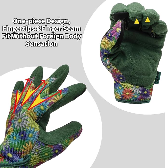 Gardening Gloves,Women Yard Work Garden Glove,Gifts | Thorn Proof,Puncture Resistant,Touchscreen,Gift,Leather,Spandex