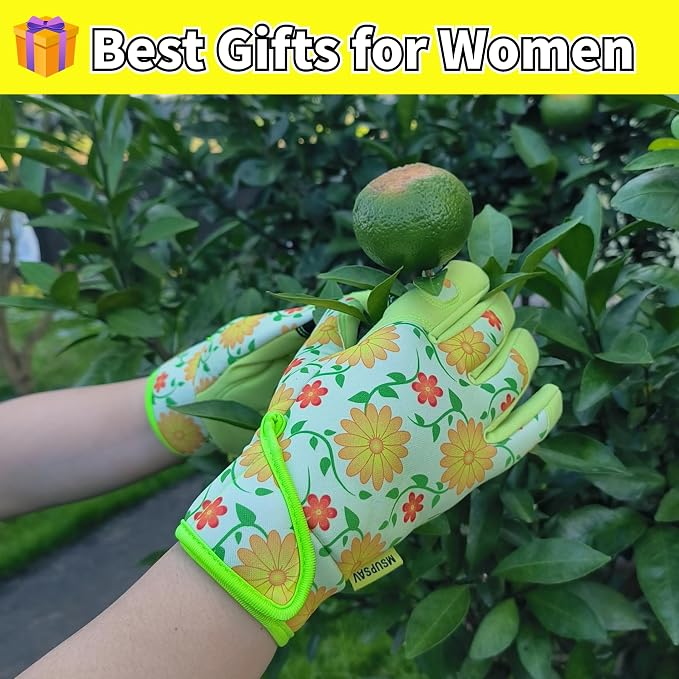 Gardening Gloves,Women Yard Work Garden Glove,Gifts | Thorn Proof,Puncture Resistant,Touchscreen,Gift,Leather,Spandex