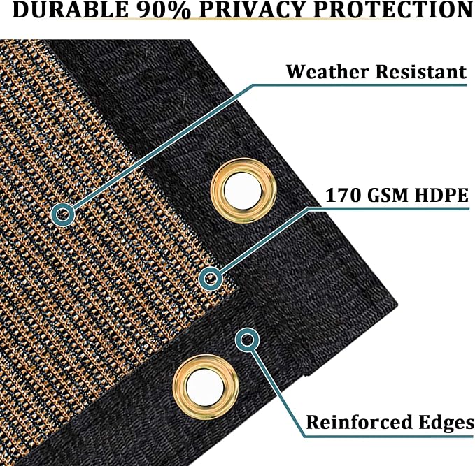 Shade&Beyond 4'x37' Brown Privacy Screen Fence Cover 170 GSM Fencing Mesh Fence Panel for Wall Garden Yard Backyard Indoor Outdoor Home Decoration