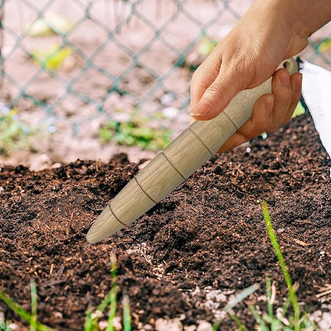 Wooden Seed Dibber with Measurement Scale, 15cm Tapered Gauge Planting Tool for Seedling and Bulb, Easy to Use Handheld Garden Dibber for Seedlings, Style B