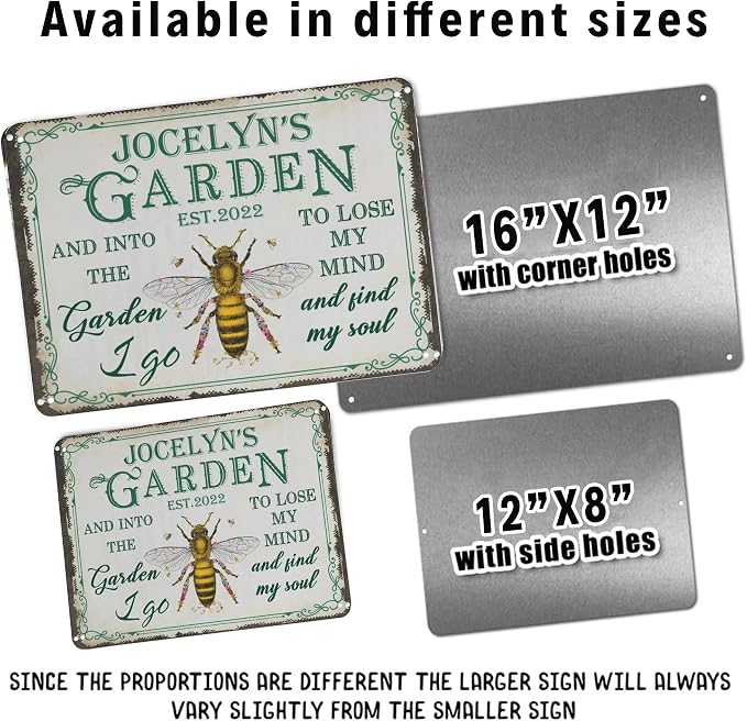 Customize Metal Signs with Name Garden Sign Personalized Waterproof Vintage Decorative Metal Print for Wall Decor Home Garden Ideas Gifts Made in USA