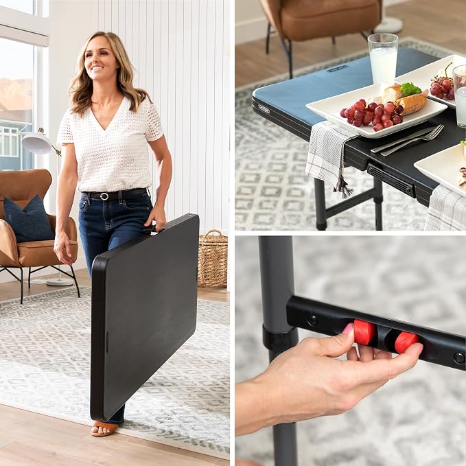 LIFETIME 4-Foot Commercial Adjustable Folding Table, Black