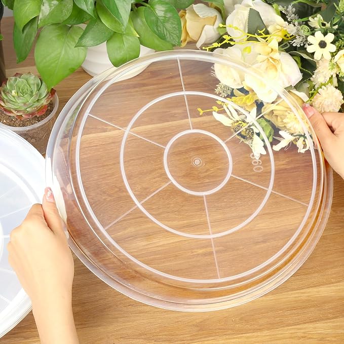 FUIJOL 4 Pack Clear Plant Saucer 16 Inch, Durable Plant Drip Trays Saucers for Pots, No Holes Water Catcher Trays for Indoor Outdoor Planter, Sturdy Base Plate(16", Clear)