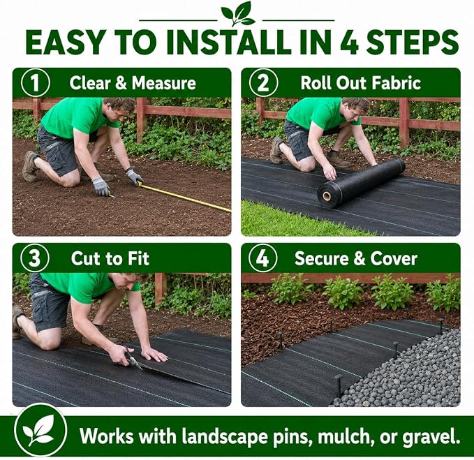 3FT x300FT Heavy Duty Weed Barrier Fabric - Woven Polypropylene Weed Control Ground Cloth for Landscaping | Superior Permeability, Tear-Resistant Landscape Fabric for Driveway, Gardens, Commercial Use