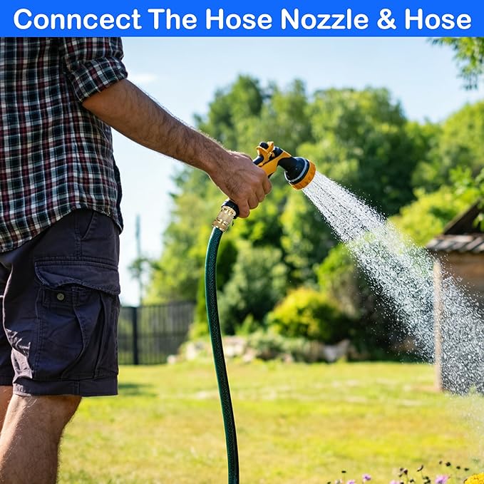 Hourleey Garden Hose Quick Connect, 4 Set Solid Brass 3/4 Inch GHT Thread Garden Hose Quick Connect Fittings, No-Leak Male and Female Water Hose Quick Release Connectors