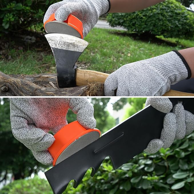SHARPAL 216N Dual-Grit Diamond Sharpening Stone – Extra Coarse 220 / Fine 600 Grit Knife & Garden Tool Sharpener for Lawn Mower Blades, Axes, Hatchets, Machetes, Hedge Shears, Fathers Day Gift
