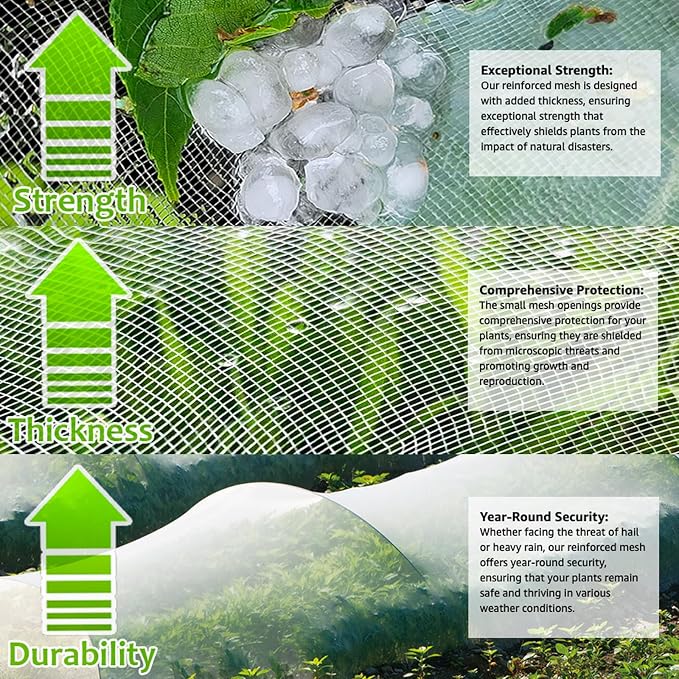 Garden Netting, Plant Covers 10x33Ft Net Ultra Fine Mesh Protection Netting for Vegetable Plants Fruits Flowers Crops Greenhouse Row Cover Raised Bed Barrier Screen Protection Net Cover (10x33ft)