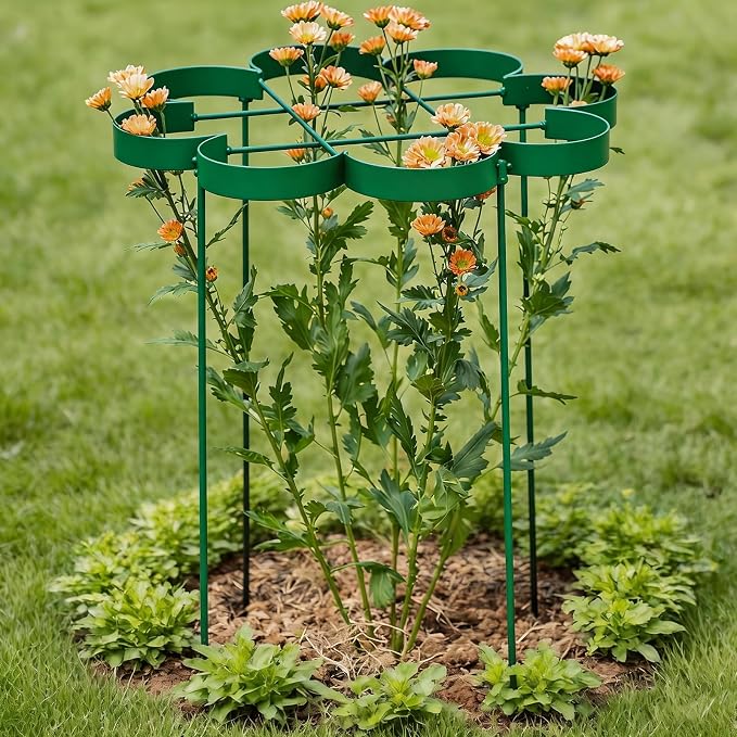Peony Cages and Supports - Outdoor Plant Support for Peonies & Dahlias - Durable Flower Support System with Snake Ring Stakes - Ideal Gift for Gardening Enthusiasts
