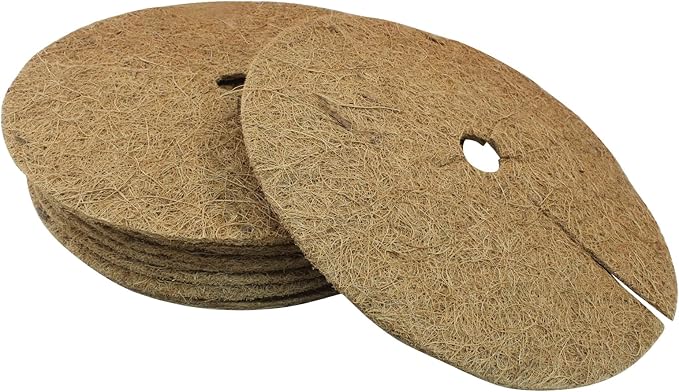 10Pcs 11.8 Inch Coconut Fiber Mulch Ring Tree Plant Protector Mat, Coco Coir Tree Protection Ring Mats for Indoor, Outdoor