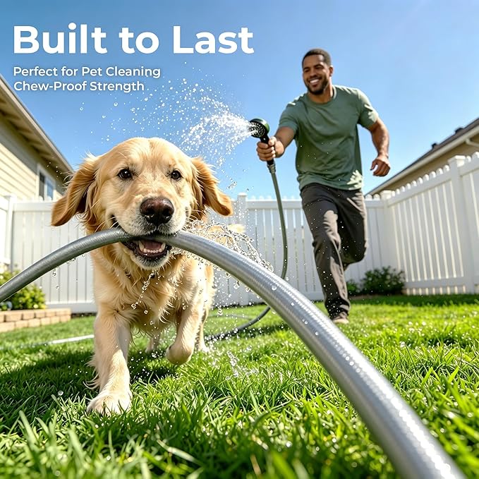 5/8" x 15 ft Leader Hybrid Garden Hose - No Kink Leakproof Heavy Duty Flexible Lightweight Durable Water Hose - Male to Female Fittings for Reel Cart, Gardening, Lawn & Car Wash