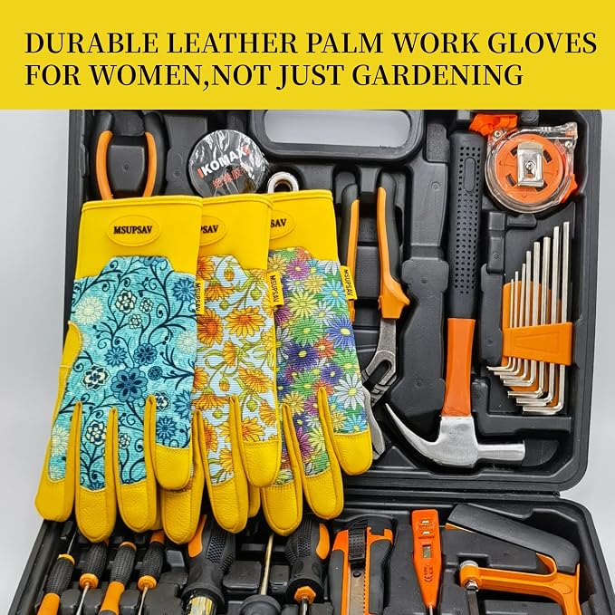 Gardening Gloves,Women Yard Work Garden Glove,Gifts | Thorn Proof,Puncture Resistant,Touchscreen,Gift,Leather,Spandex