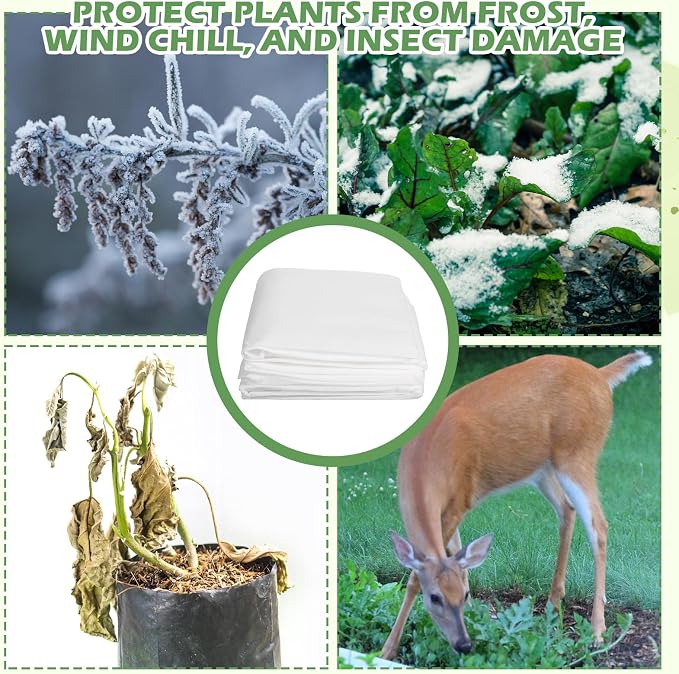 4 Pcs Large Plant Covers Freeze Protection with Viewing Window, Drawstring & Zipper Winter Frost Covers, Shade Cloth for Shrubs, Small Trees, Frost(White,31.5 x 39.4 Inch)