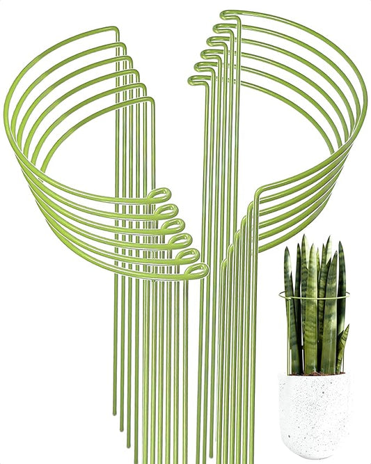 12-Pack Plant Support Stakes, Steel Stakes for Indoor Plants, Monstera & Peony Support, Tall Plant Sticks for Snake Plant, Climbing Vines, Metal Garden Stakes (10" W x 15.8" H)