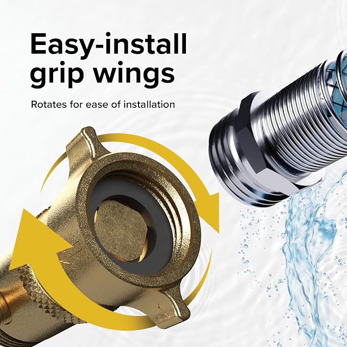 Camco 90-Degree Hose Elbow For RVs -Solid Brass Construction-Certified Lead-Free Features Convenient Easy Grip Connector- For RV Water Hoses,Residential Outdoor Faucets(22507),2 Count (Pack of 12)